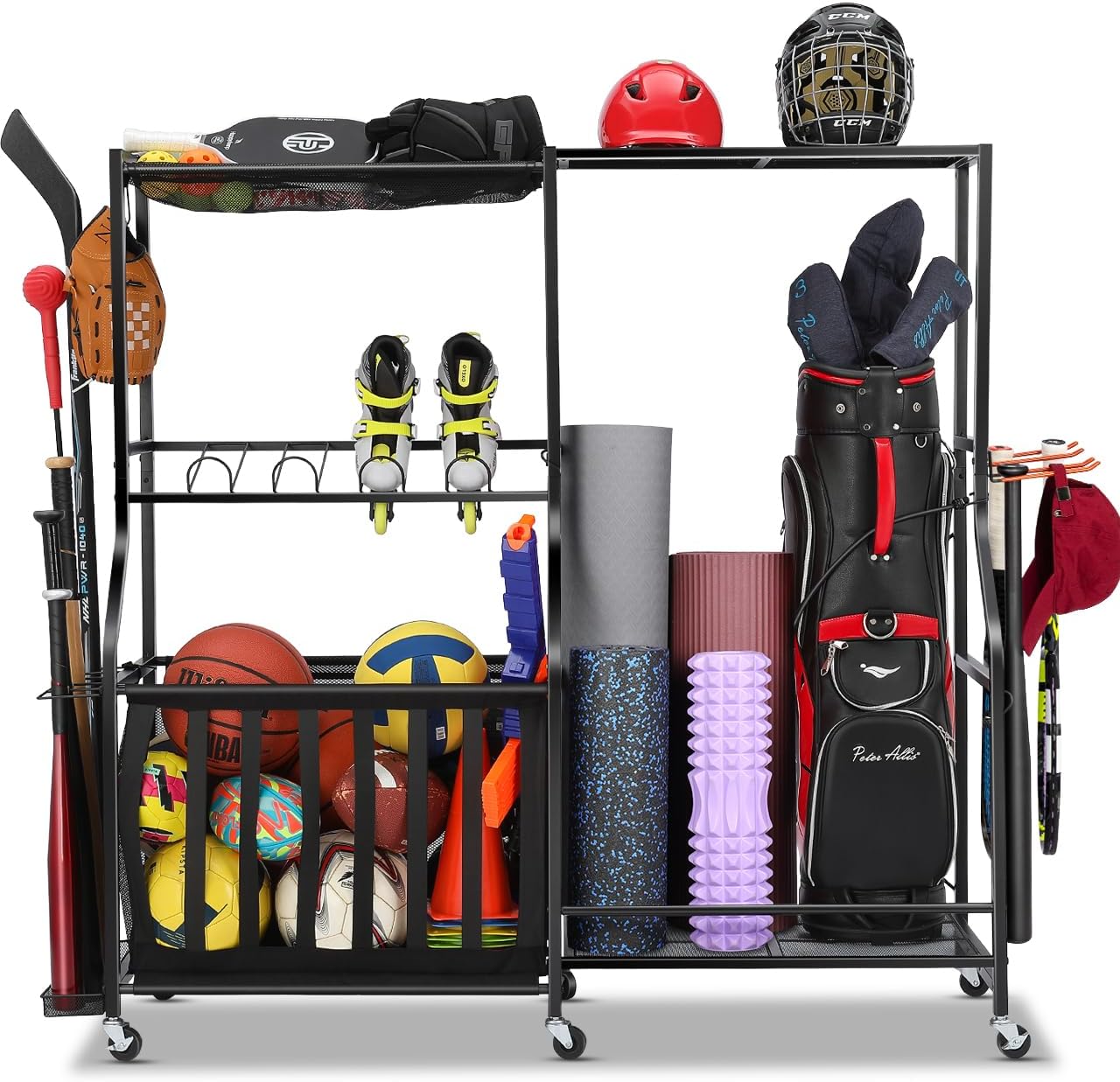 Sports Equipment Bag With Wheels - Organizer na sprzęt sportowy do garażu